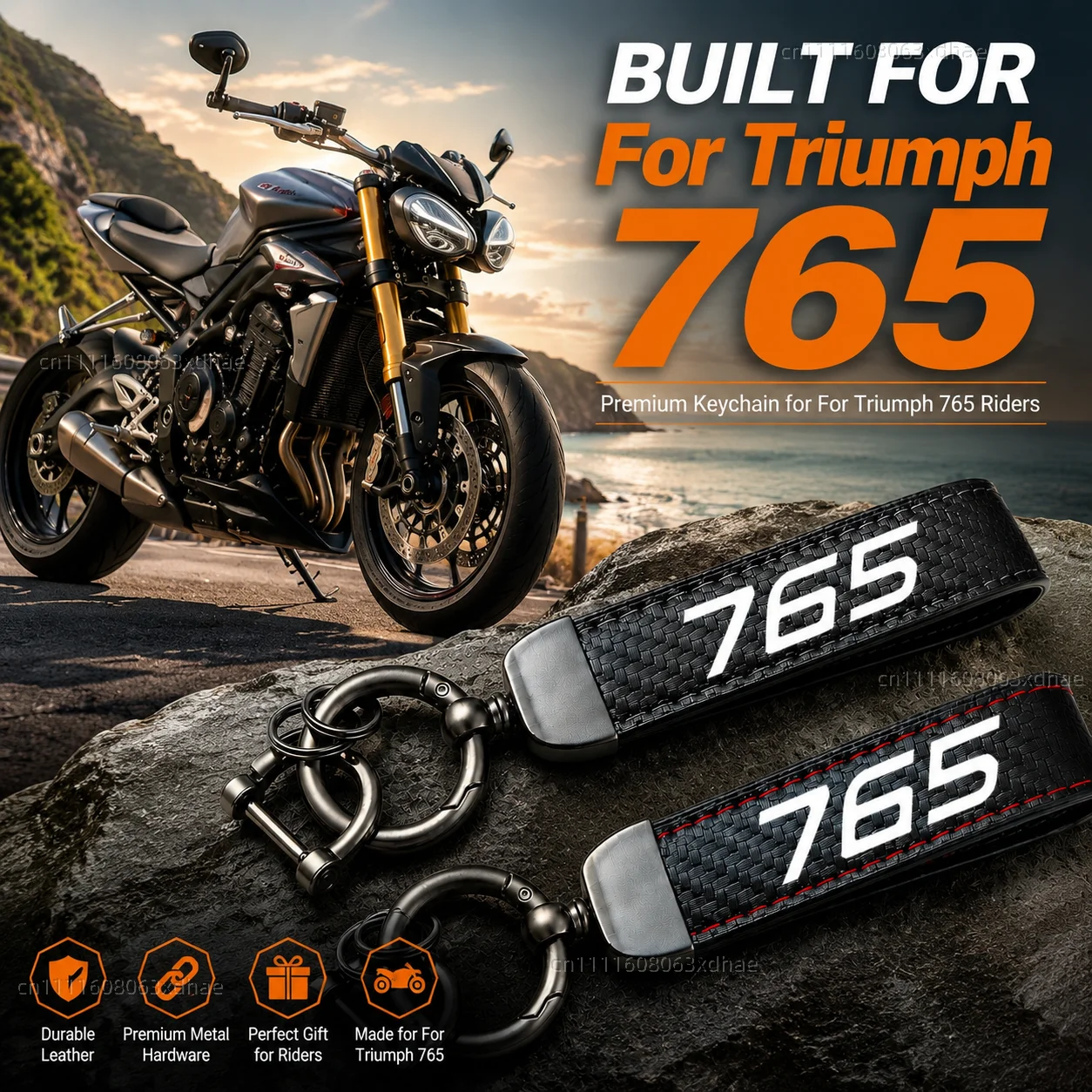 High-Grade Leather Motorcycle Keychain Holder Keyring Accessories For Triumph Street Triple 765 RS /S/R 675 daytona Trident 660