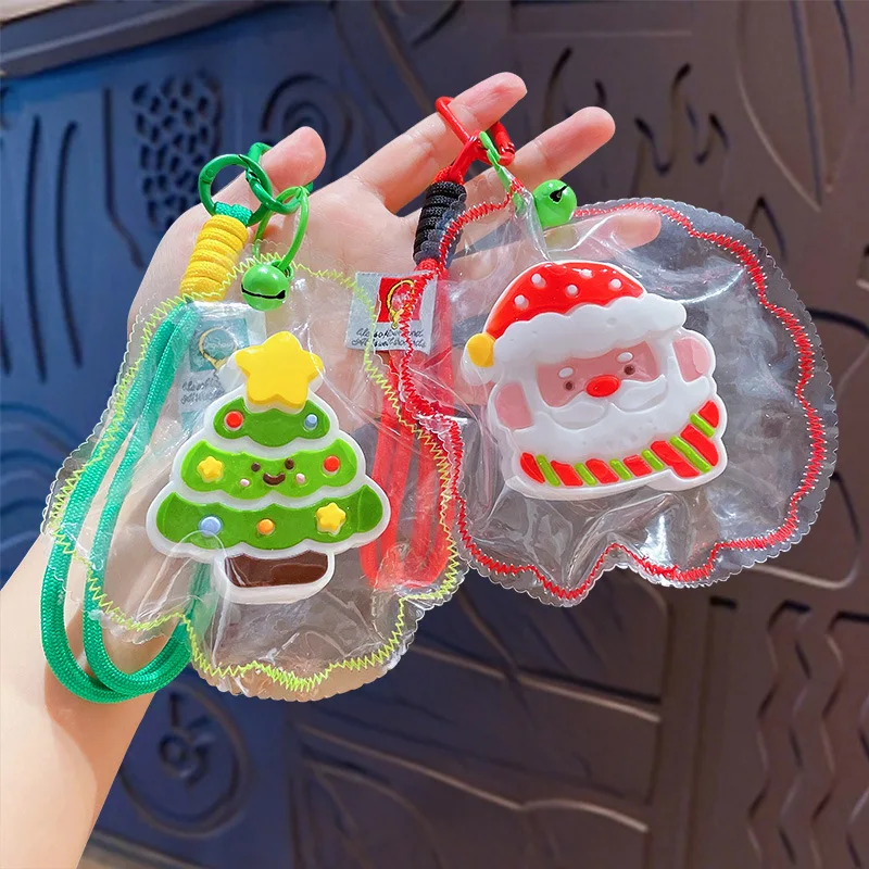 Cartoon Christmas Stress Relief Inflatable Bag Keychain Creative Gingerbread Man Santa Claus Backpack Pkendant Christmas Keyring