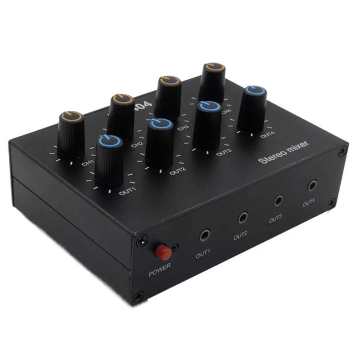 AU-404 Som Estéreo Quatro Mixer de Saída Multi Entrada Mistura de Música de Áudio de Canal Duplo Quatro em Quatro Saídas