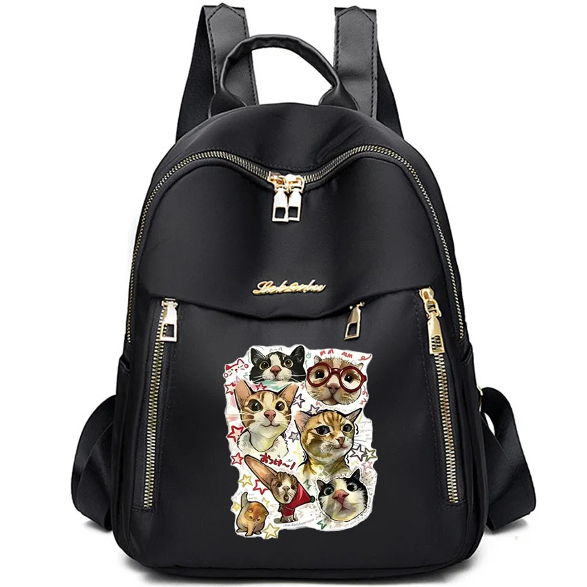 

American Retro Fun Cartoon Cat Printed Women Travel Bag Harajuku Student Schoolbag Backpack Bags High Street Girl Rucksack