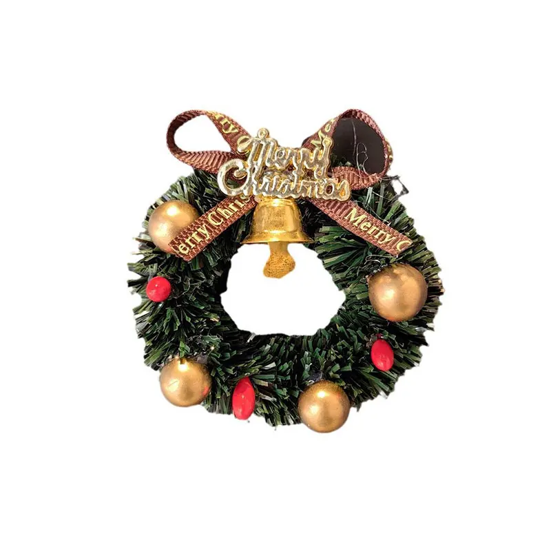 Small Christmas Wreath Fridge Magnet Christmas Festive Refrigerator Magnet Decoration Toy House Miniature Scene Model