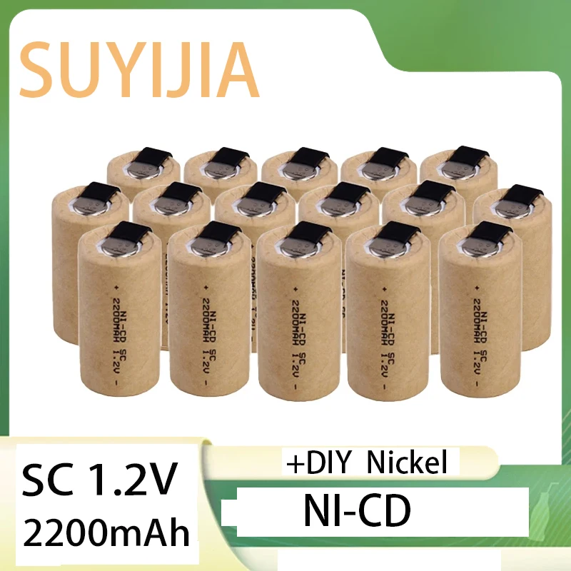 SC 1.2V 2200mAh Screwdriver Drill Cells Nickel Cadmium Rechargeable Batteries with Label Power Tool Nickel Cadmium SUBC Battery