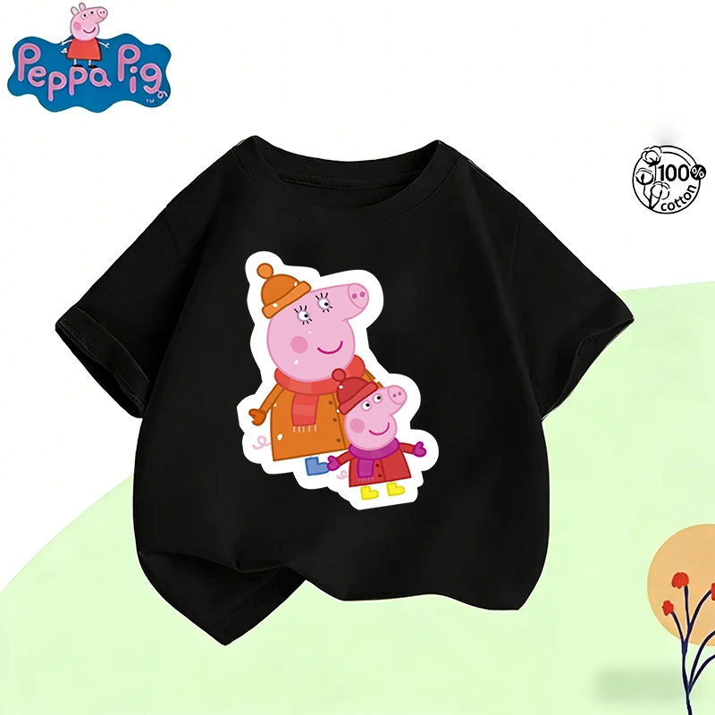 

2026 Summer Peppa Pig Cartoon Graphic Print Hasbro Brand Children and Unisex T-shirt Loose Casual Breathable Y2k.
