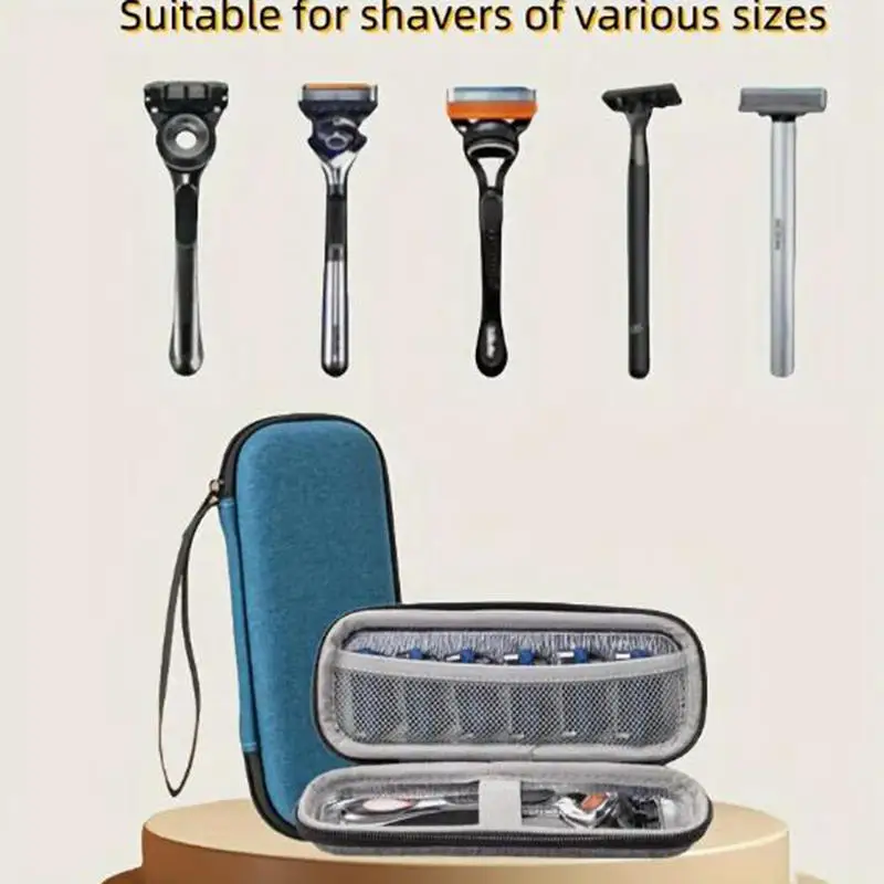 Retro Solid Color Shaver Storage Box With Zipper Closure And Handle, Pressure Resistant Travel Versatile Portable Carry Pouch