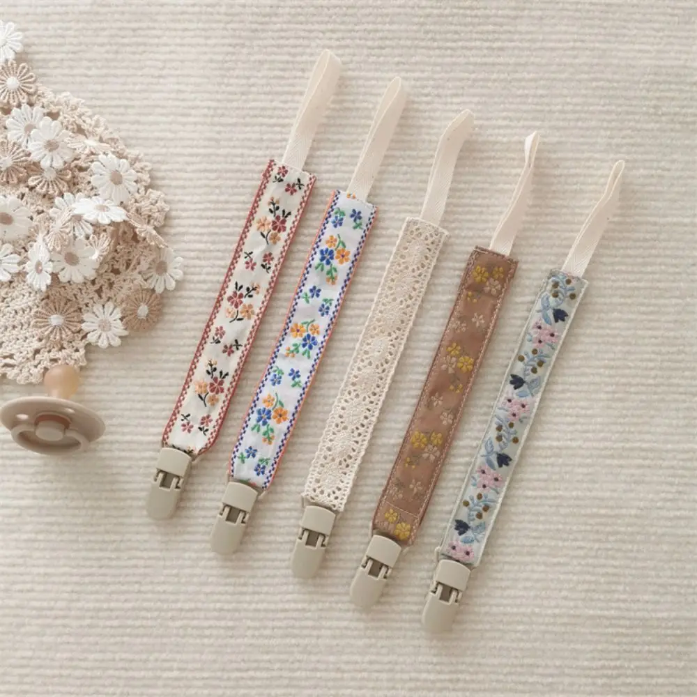 

Ethnic Style Baby Cloth Pacifier Chain Adjustable Teether Toys Straps Soother Holder Floral Dummy Clips Nipple Holder Clips