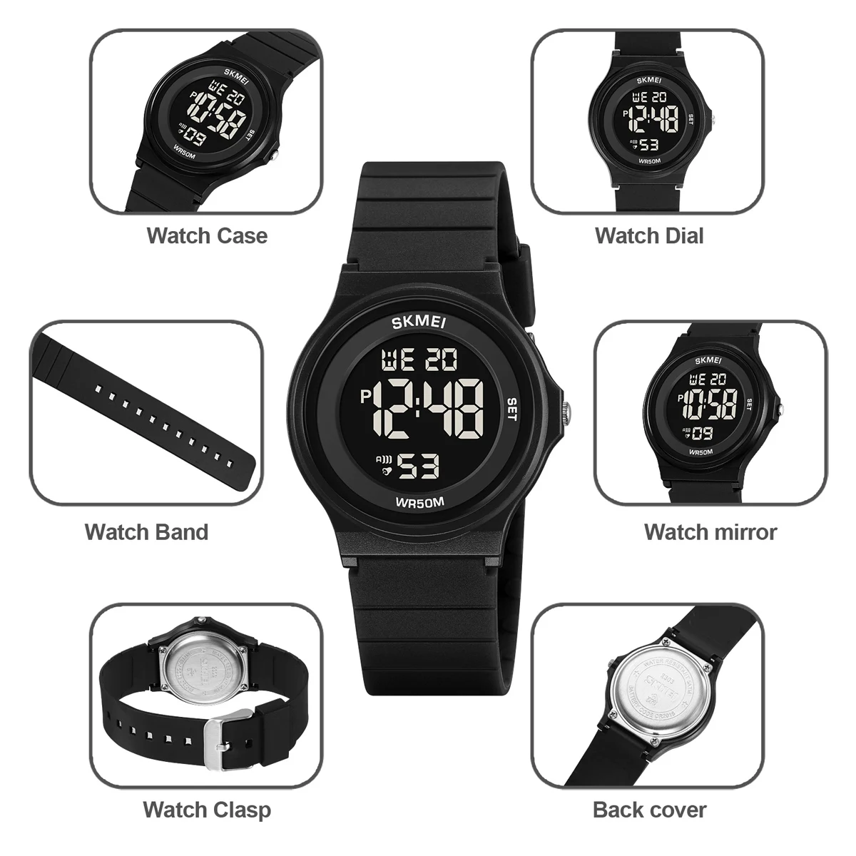 SKMEI Waterproof Kids Watches For Boys Girls Luminous Student Digital Electronic Wristwatches  Alarm Clock Sport Children Watch