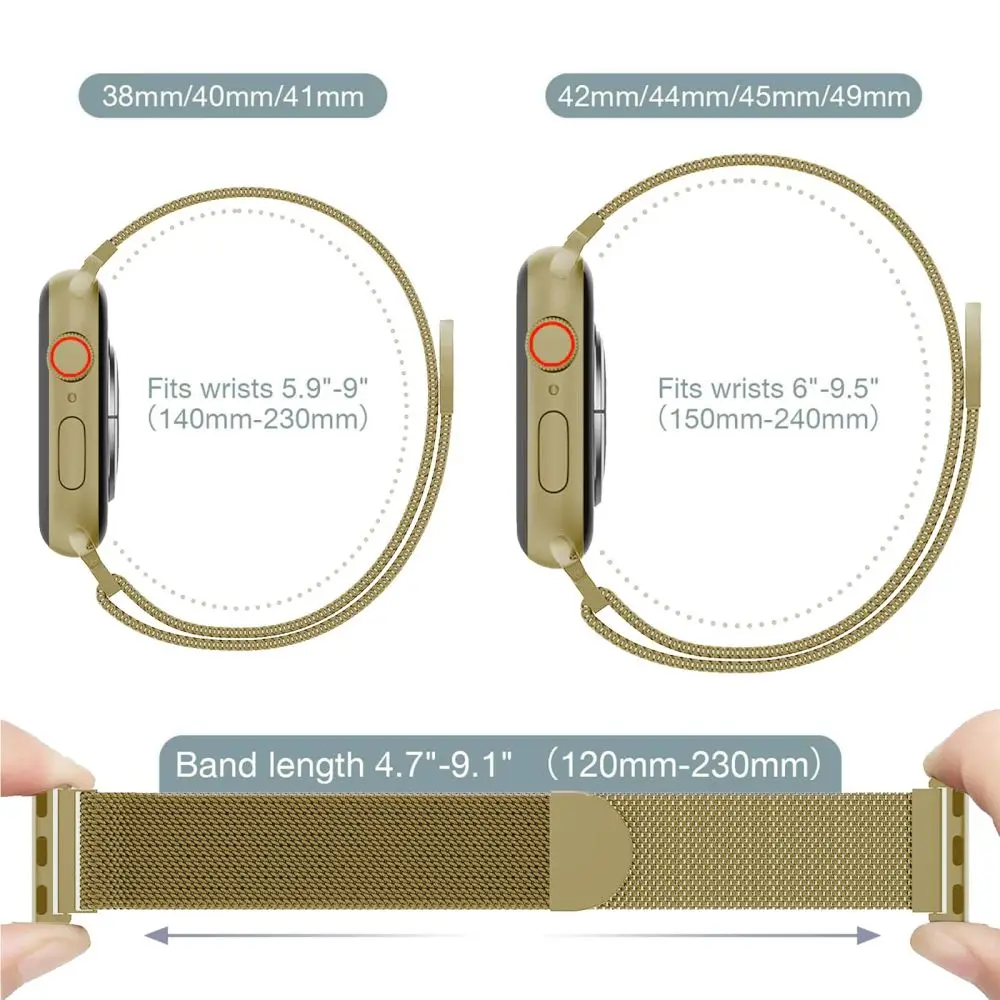 Jialiang Metal Watchband Mesh Soft Bracelet Milanese Strap for Apple Watch Sereis 9 8 7 6 5 4 3 2 SE SE2 Ultra 38mm 40mm 41mm