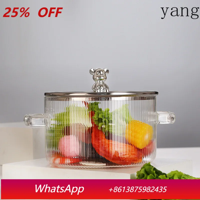 

LMM transparent glass health pot heat-resistant auxiliary binaural glass instant noodle pot