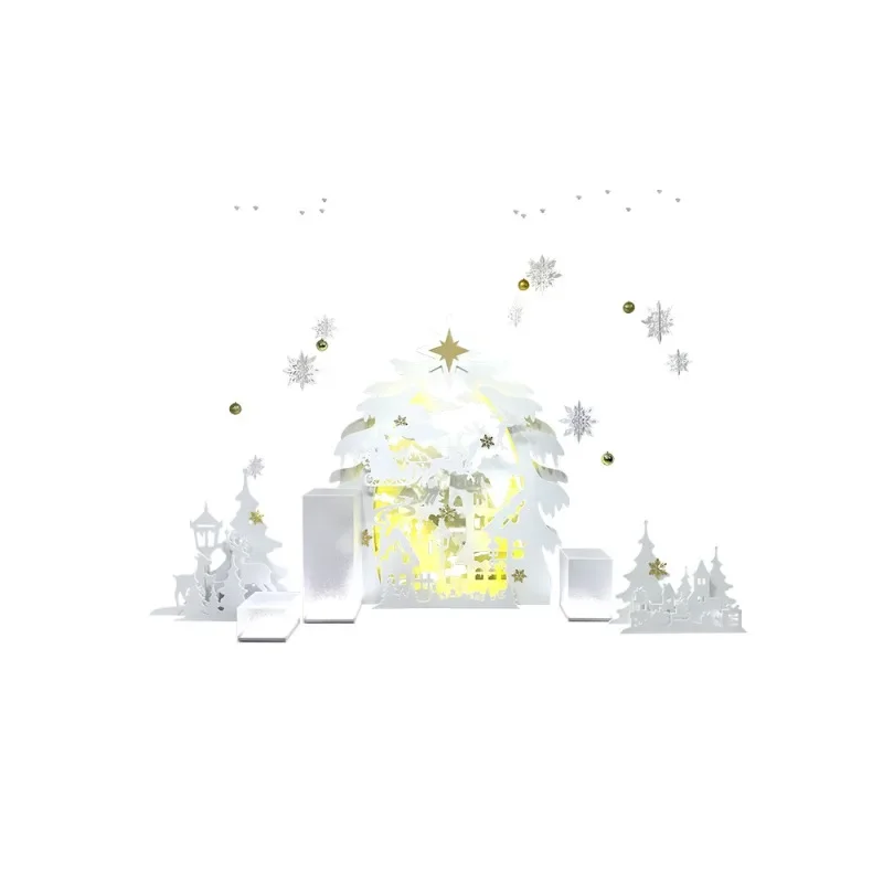 Winter White Castle clothing store window decoration, women's clothing store display props scene layout