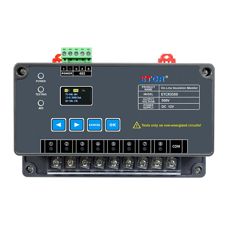 

ETCR3580 8 Circuits Can Be Tested for Insulation Resistance Insulation Resistance On-line Monitor