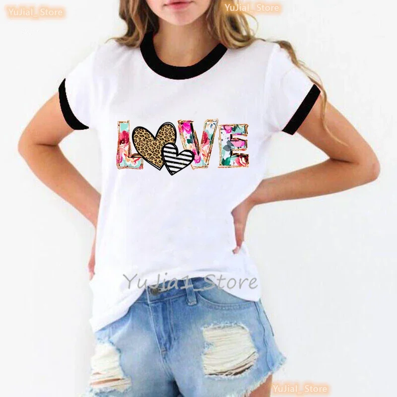 New Love Flowers Rose Print T Shirt Women Leopard Mom Life Tshirt Femme Harajuku Shirt Summer Fashion Tops Tee Shirt Femme Tops