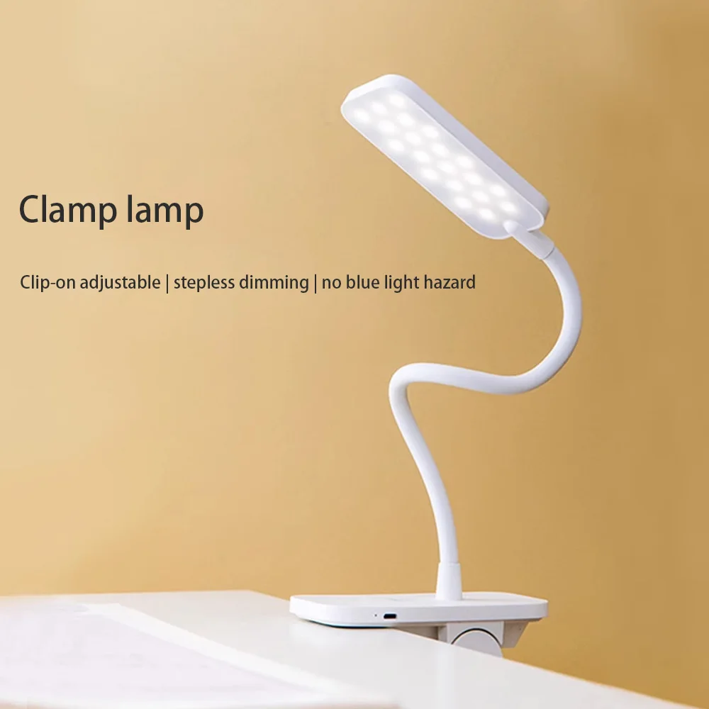 

Rechargeable Clip Desk Lamp Dormitory Bedroom Bedside Lamp LED Study Reading Eye Protection Desk Lamp