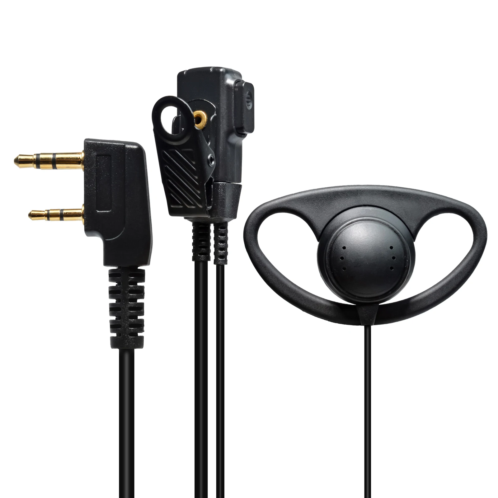 D-Shape Walkie Talkie Earpiece,2-pin Two Way Radio Headset with PTT Mic for Kenwood Retevis Quansheng Baofeng UV-K58 UV-5R UV-82