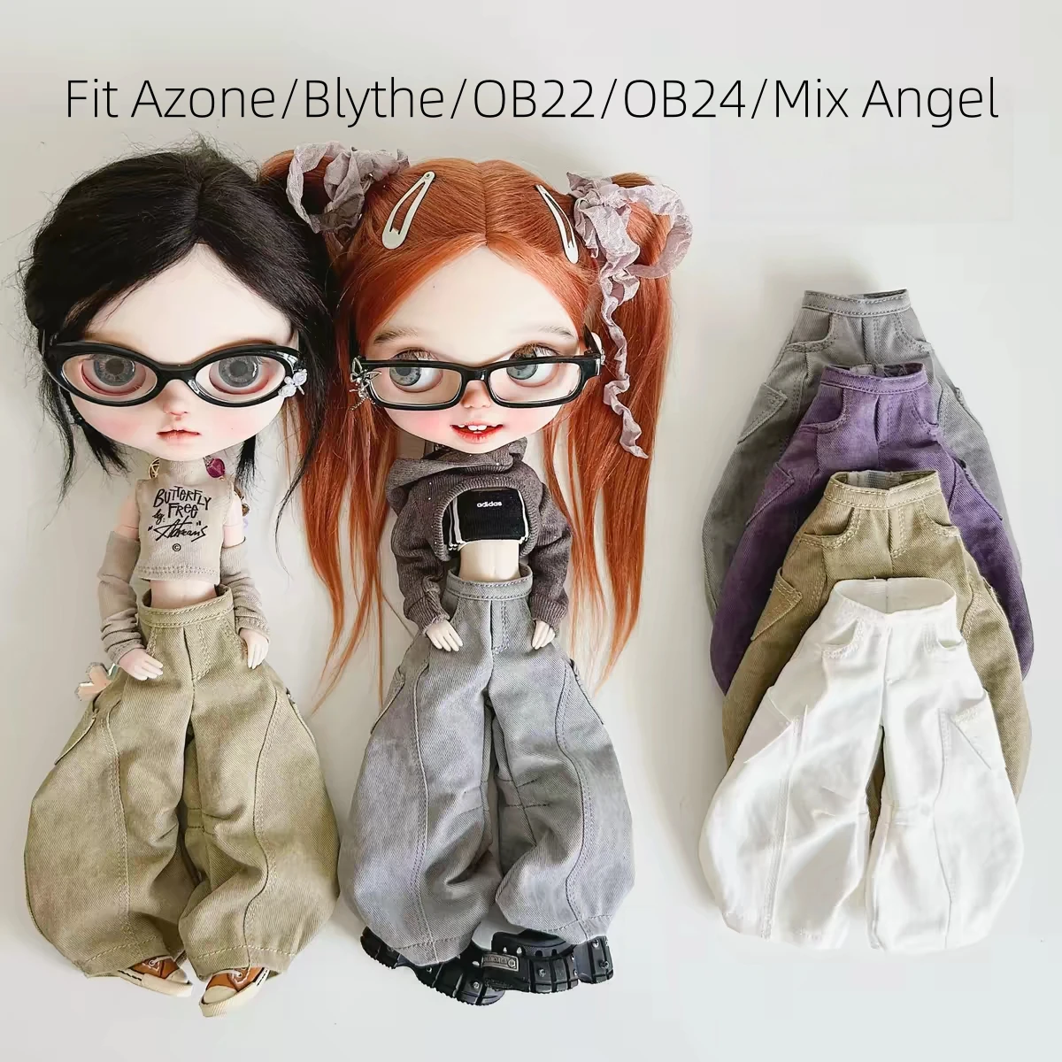 For Azone Blythe Mori Girl Vintage Machete Pants For 1/6 BJD Ob22 OB24 Mix Angel Doll Clothes Dress Up Accessories