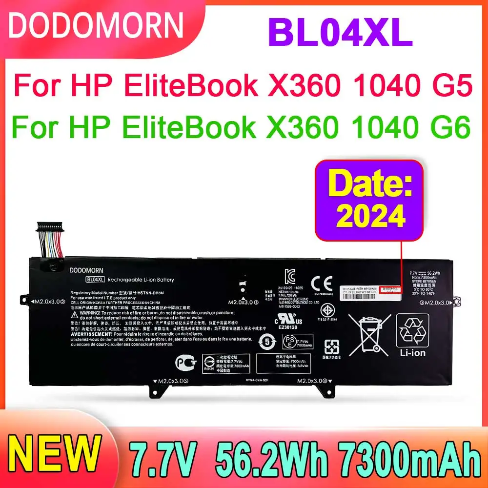 DODOMORN BL04XL Laptop Battery For HP EliteBook X360 1040 G5 G6 Series Notebook BL04056XL HSTNN-DB8M L07041-855 L07353-241 7.7V