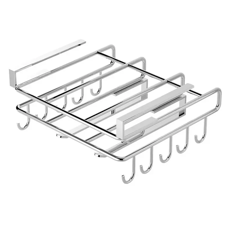 Installation-free Kitchen Cabinet Under Shelf No-Punch Large Capacity Storage Board Pot Cover Holder Towel Tissue Storage Rack