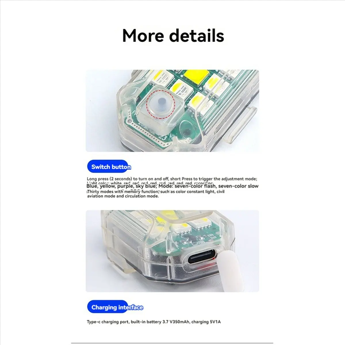 *N21R 8 قطع أضواء ستروب لاسلكية مع جهاز تحكم عن بعد، 7 ألوان USB قابلة لإعادة الشحن أضواء وامضة عالية السطوع للسيارة