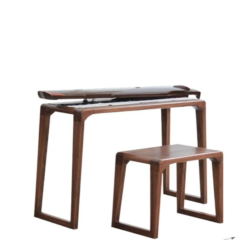Black walnut guqin table, piano stool, solid wood Sinology calligraphy table, modern simple small desk