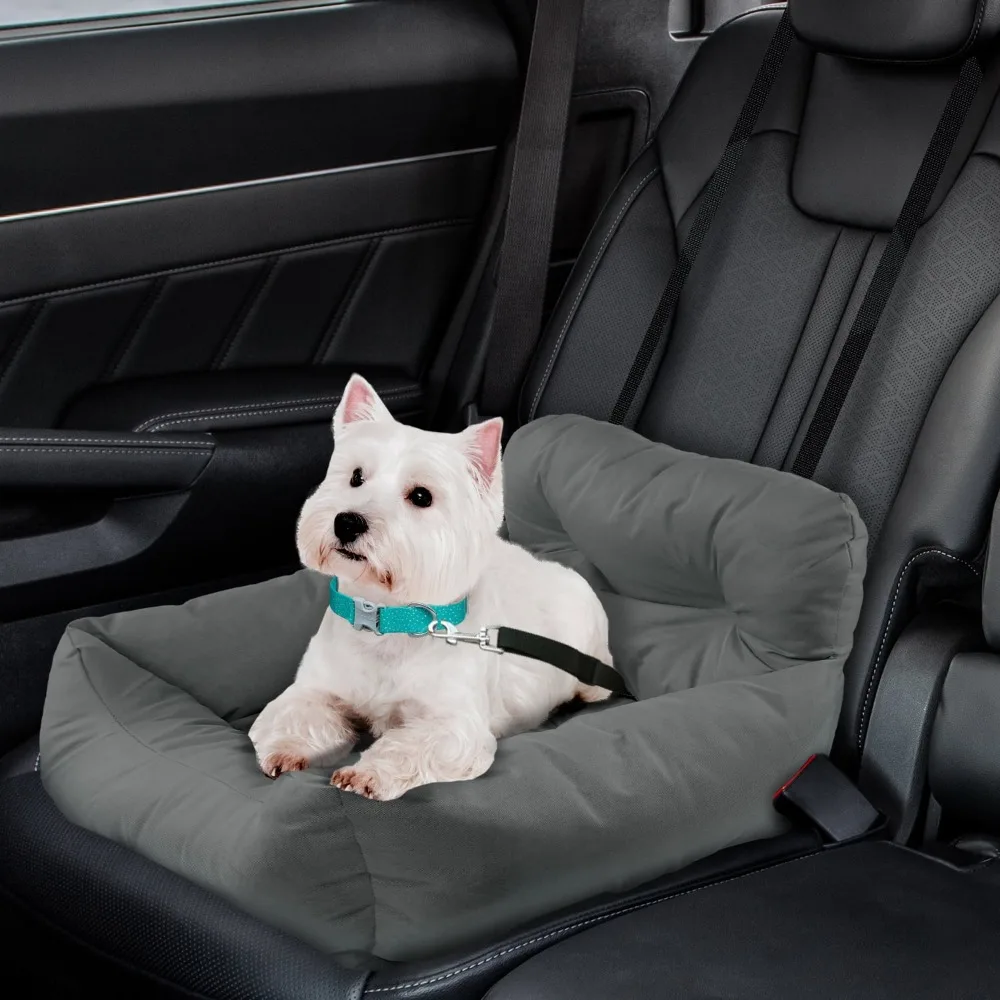 

Seat Belt Compatible Travel Pet Cat Dog Bed, Grey, x-Small, 14"L x 20"W x 11"H, Features durable polyester fabric