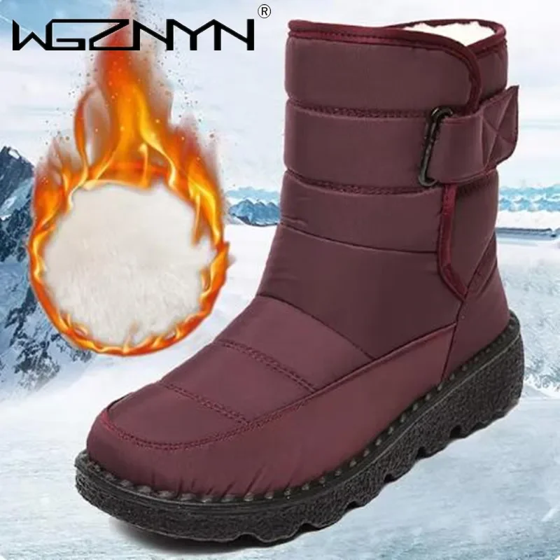 Waterproof Snow Boots for Women 2025 Non-slip Warm Winter Shoe Woman Thicken Plush Platform Ankle Boot Cotton Padded Botas Mujer