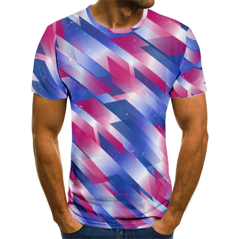 6XL Large Size Tie-dye Pattern Men's T-Shirts Short Sleeve 3D Printed Street Fashion T Shirt Summer O-Neck Casual Tops