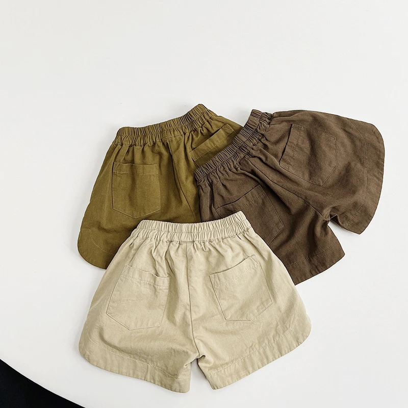 Summer Children Shorts 1-8Y Boys Girls Cotton Daily Short Pants Solid Casual Trousers Korean Toddler Wear Kids Clothing 2024 New