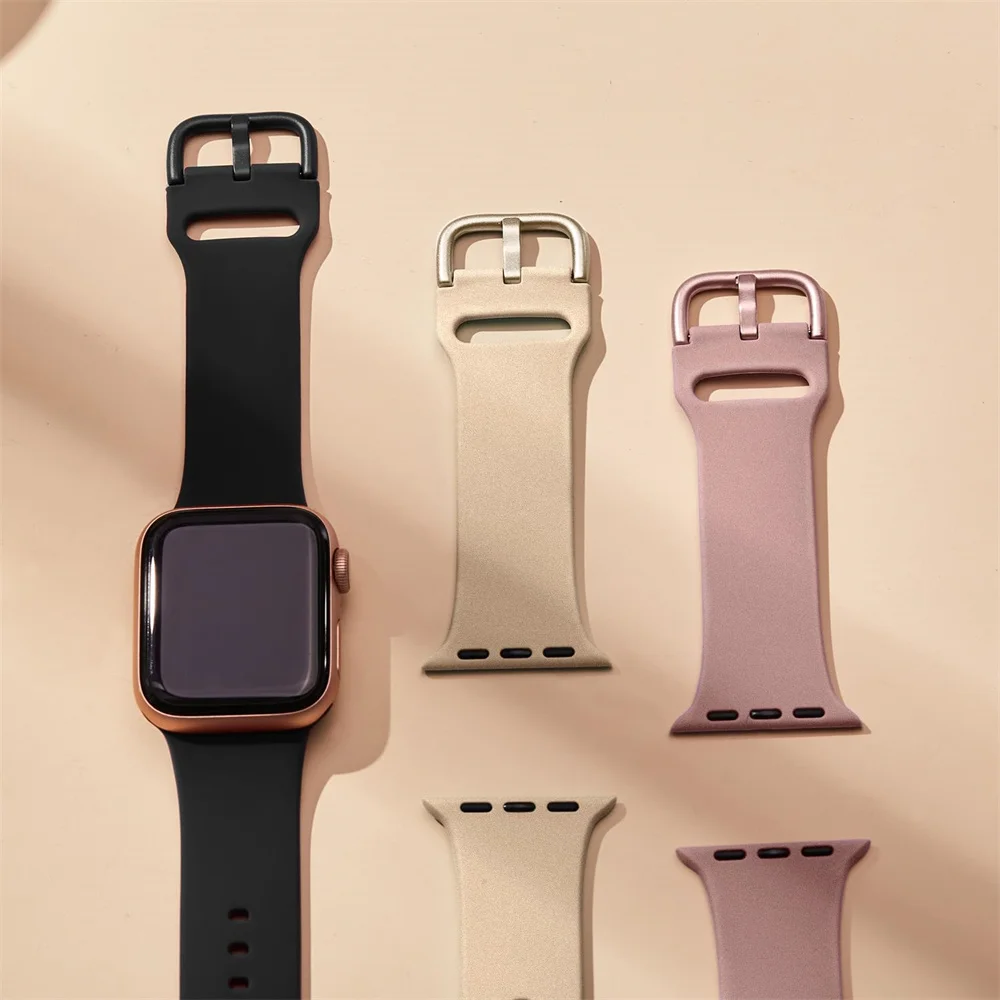Sport strap For Apple Watch Ultra 3-2-1 49mm 44mm 45mm 40mm 41mm 42-46mm Classic bands Silicone iwatch series 11 10 9 8 7 6 5 SE image 3