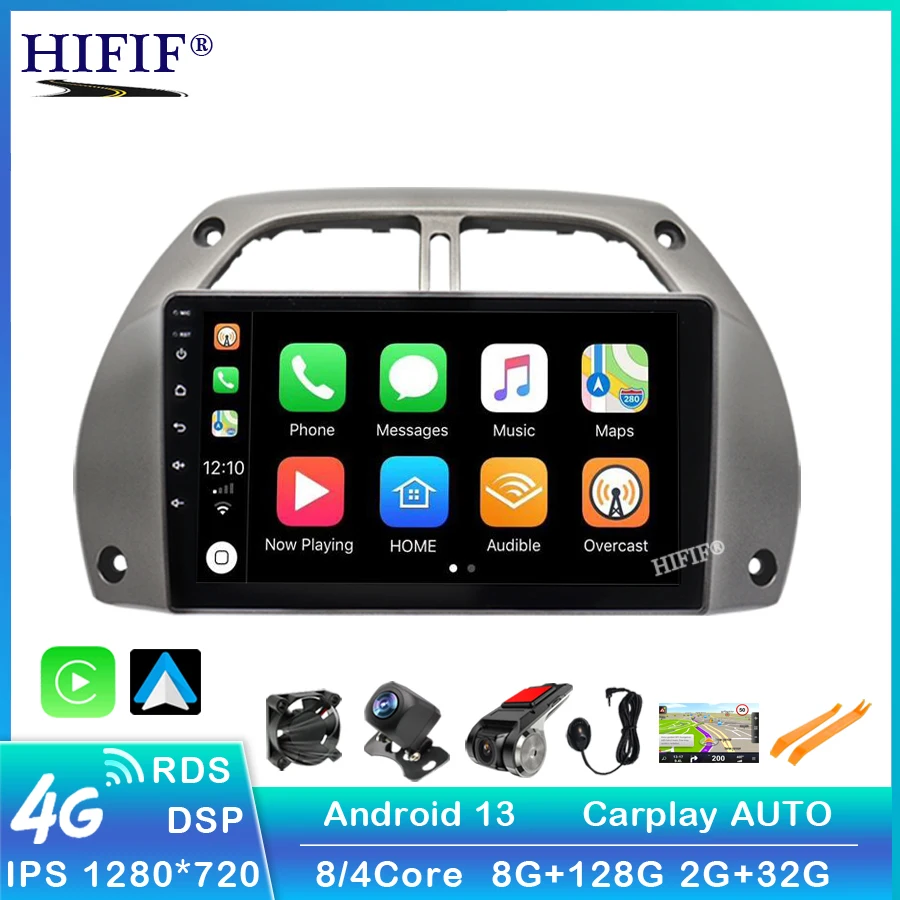 

8G+128GB Android 13 2 Din Car RDS AM Radio GPS WIFI 4G Bluetooth Multimedia player For Toyota RAV4 2001 2002 2003 2004-2006