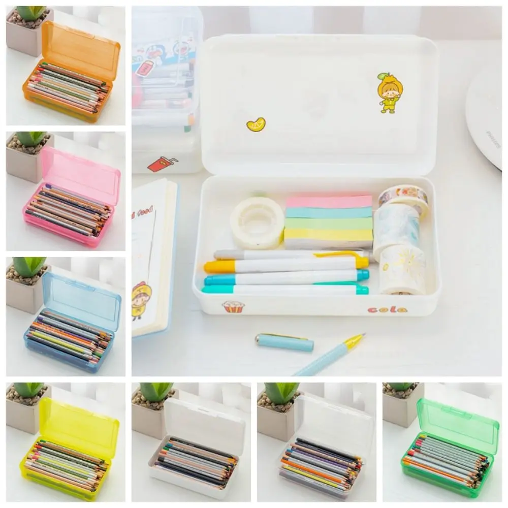 Pencil Case Snap-tight Lid Transparent Plastic Pencil Box Eco-friendly Perspective Simple Waterproof Student Stationery