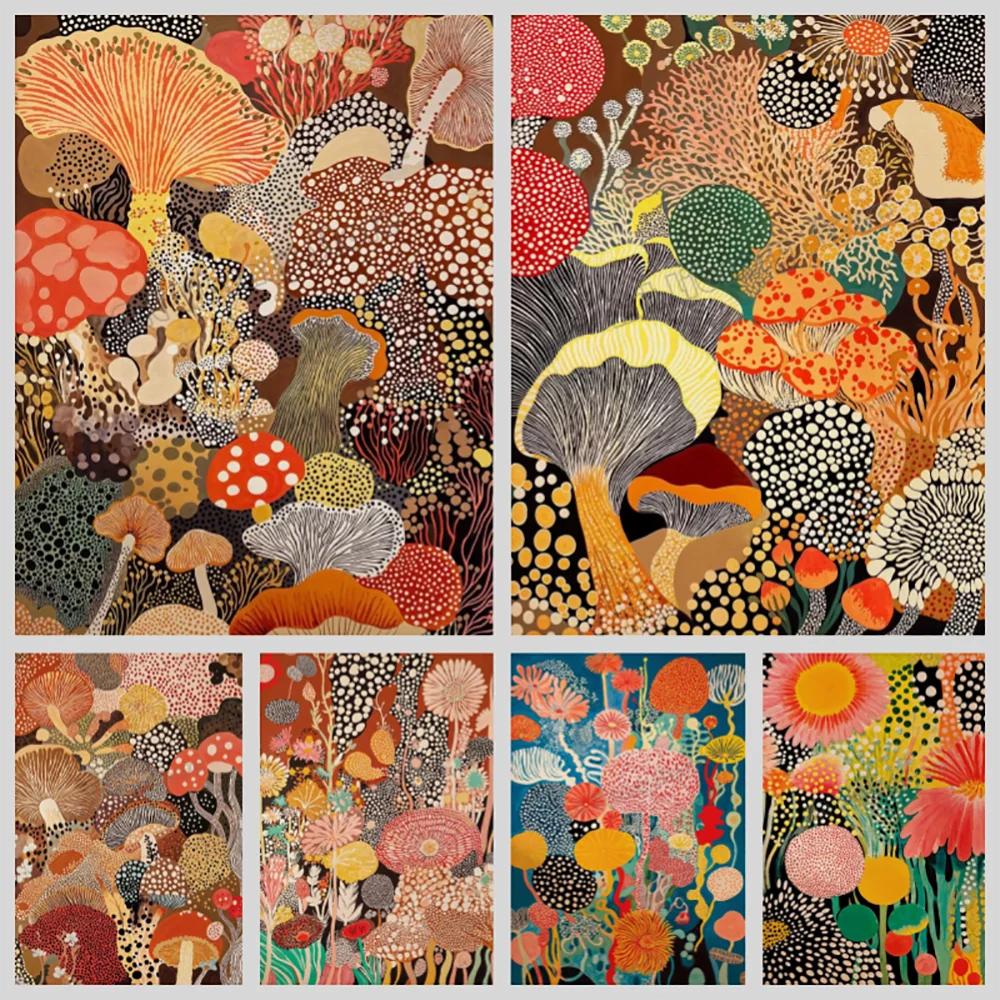 Yayoi Kusama Infinite World Colorful Jellyfish Flowers Poster Prints Japanese Canvas Painting Wall Art Exhibition Home Decor