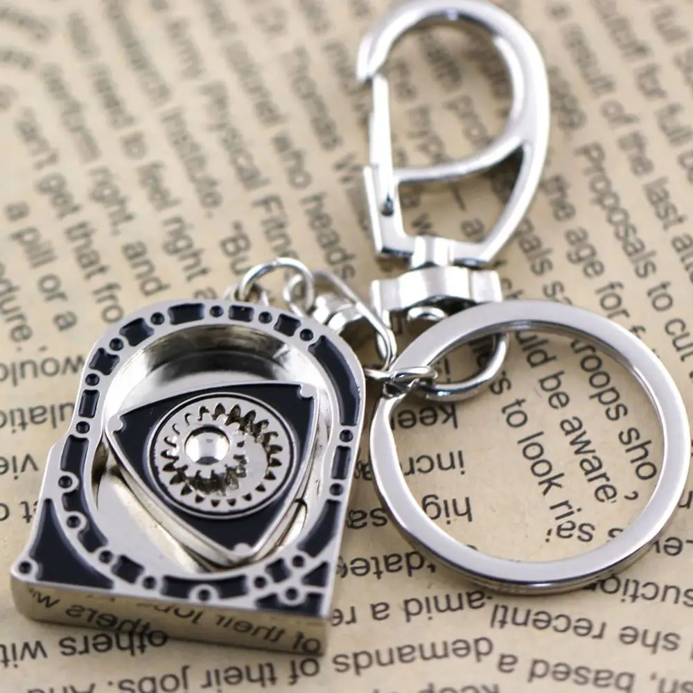 Zinc Alloy Spinning Rotor Keychain Mechanical High Playability Automotive Engine Rotary Keyring Creative Special