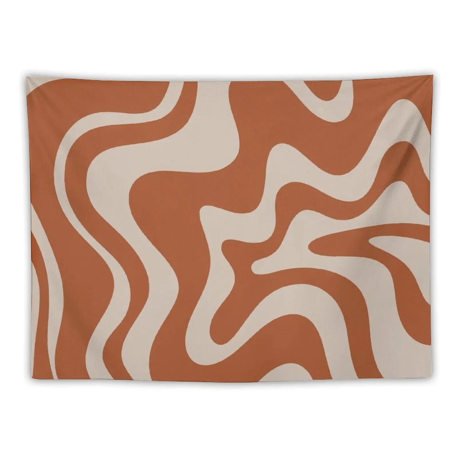 

Liquid Swirl Retro Abstract Pattern in Clay and Putty Earth Tones Tapestry Wall Hanging Room Decorations Wallpaper Tapestry