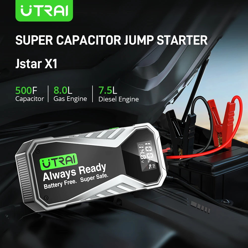 UTRAI Super Capacitor Car Jump Starter Battery Less Quick Charge Super Safe 1000A Portable For Emergency Booster Starting Device