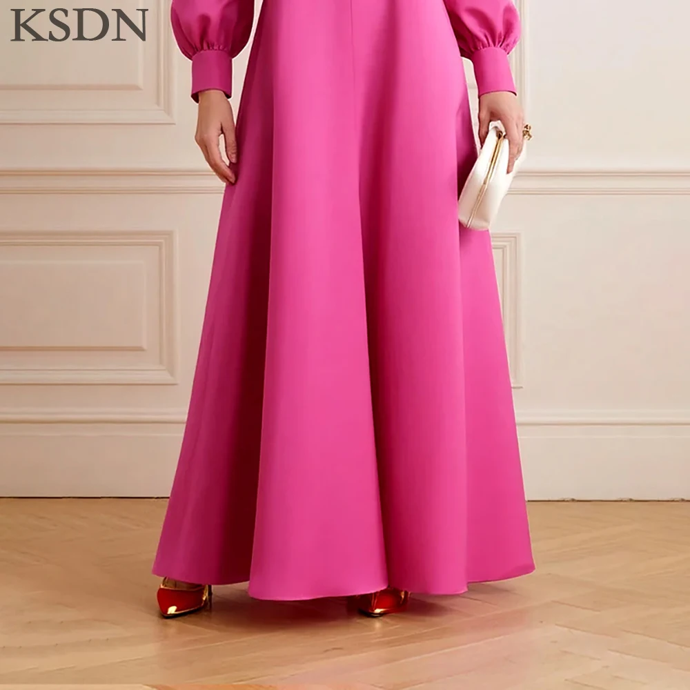 KSDN Elegante High Neck Langarm Abendkleider Angepasst Bodenlangen Drapierte Kristall Kleider Luxus Frauen Formale Party Kleid