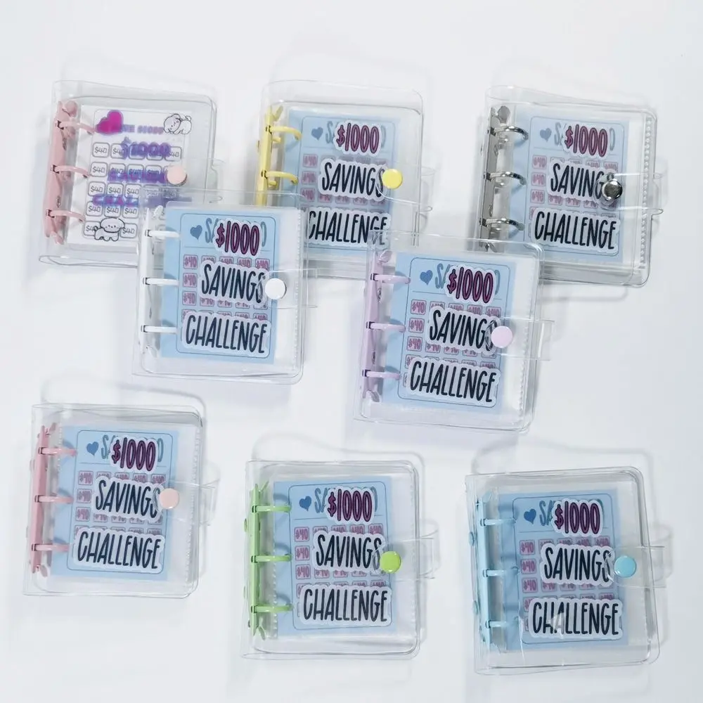 Mini Money Saving Binder PVC Cash Envelopes Mini Budget Binder Colorful Waterproof Savings Challenges Book Save Money