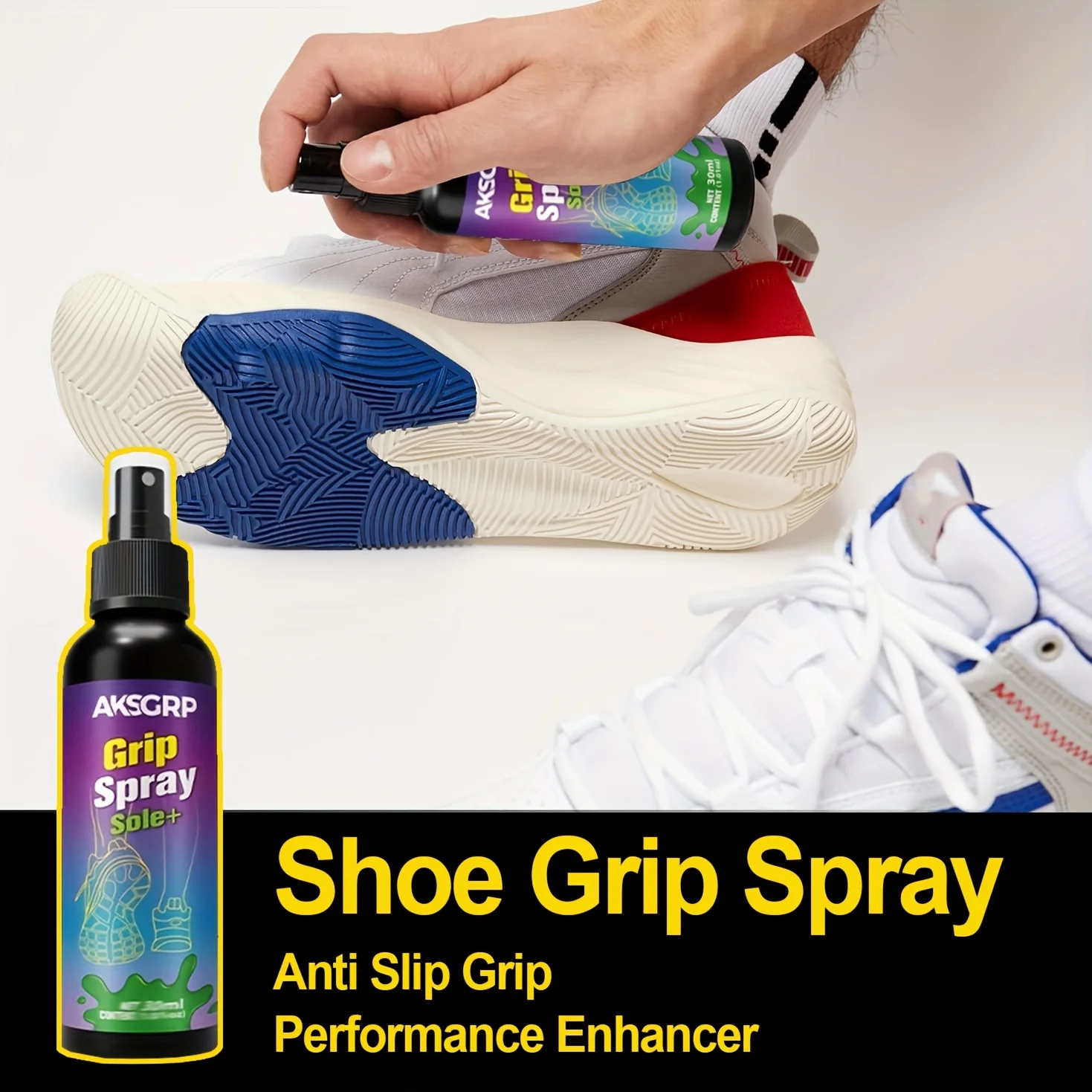 بخاخ قبضة حذاء كرة السلة 30/120 مل - يحسن الجر وحيد وقبضة المحكمة - يجدد ويطيل عمر الأحذية الرياضية، ومحسن الأداء #5