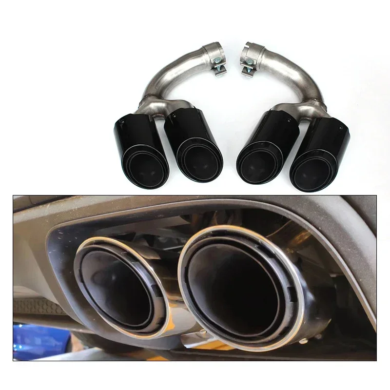 Suitable for Porsche Cayenne 9Y0 E3 Exhaust Pipe Modified Black Stainless Steel Three-layer Vector Four-outlet Tailpipe