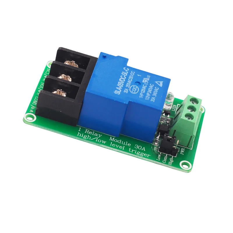 1 channel 30A relay module 5V/12V/24V with optocoupler isolation, large current, supports high and low level triggering