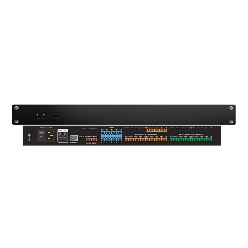 48V Phantom Power 12*8 Professional Audio Processor DSP Mixer Dante Network Audio