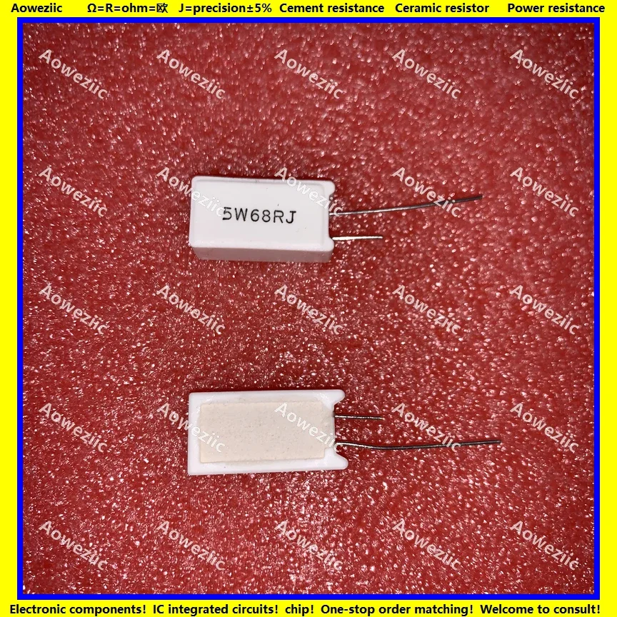 10Pcs RX27-5 Vertical Cement Resistance 5W 68 ohm 68R 68RJ 5W68RJ 5W68ohm Ceramic Resistance precision 5% Power resistance