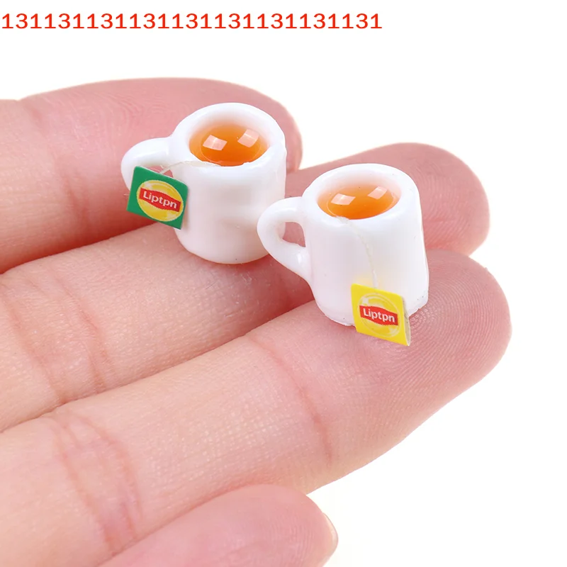 12pcs Dollhouse Resin Mini Tea Cup Set Dollhouse Miniature Accessories Toy for Dollhouses