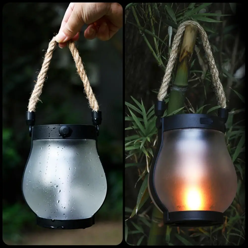 

Dual Charging Solar Light Solar Flame Light Outdoor Waterproof Solar Lantern with Flickering Flame Effect Dual for Hanging