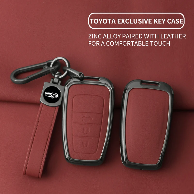 سبائك الزنك الجلود حافظة مفاتيح السيارة لتويوتا CHR كامري كورولا RAV4 هايلاندر C-HR بريوس لاند كروزر برادو المفاتيح الملحقات #6