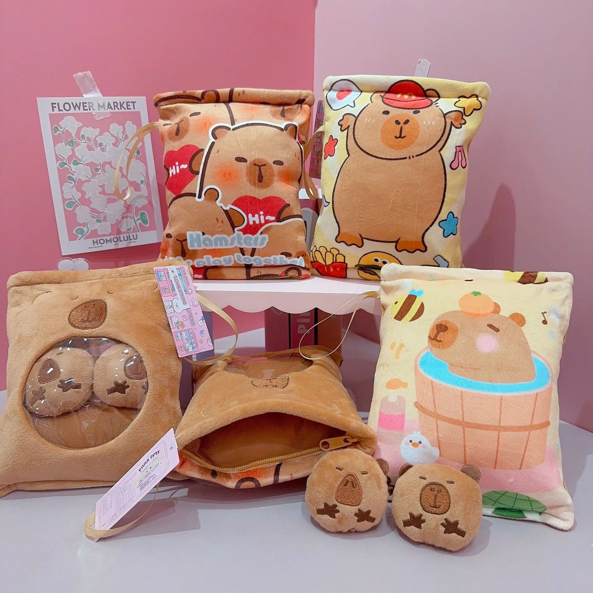 Cartoon A Bag of Snacks Doll Throw Pillow Internet Celebrity Ins Snack Bag Plush Toys Creative Pudding Bag Kawaii Kids Gifts Toy