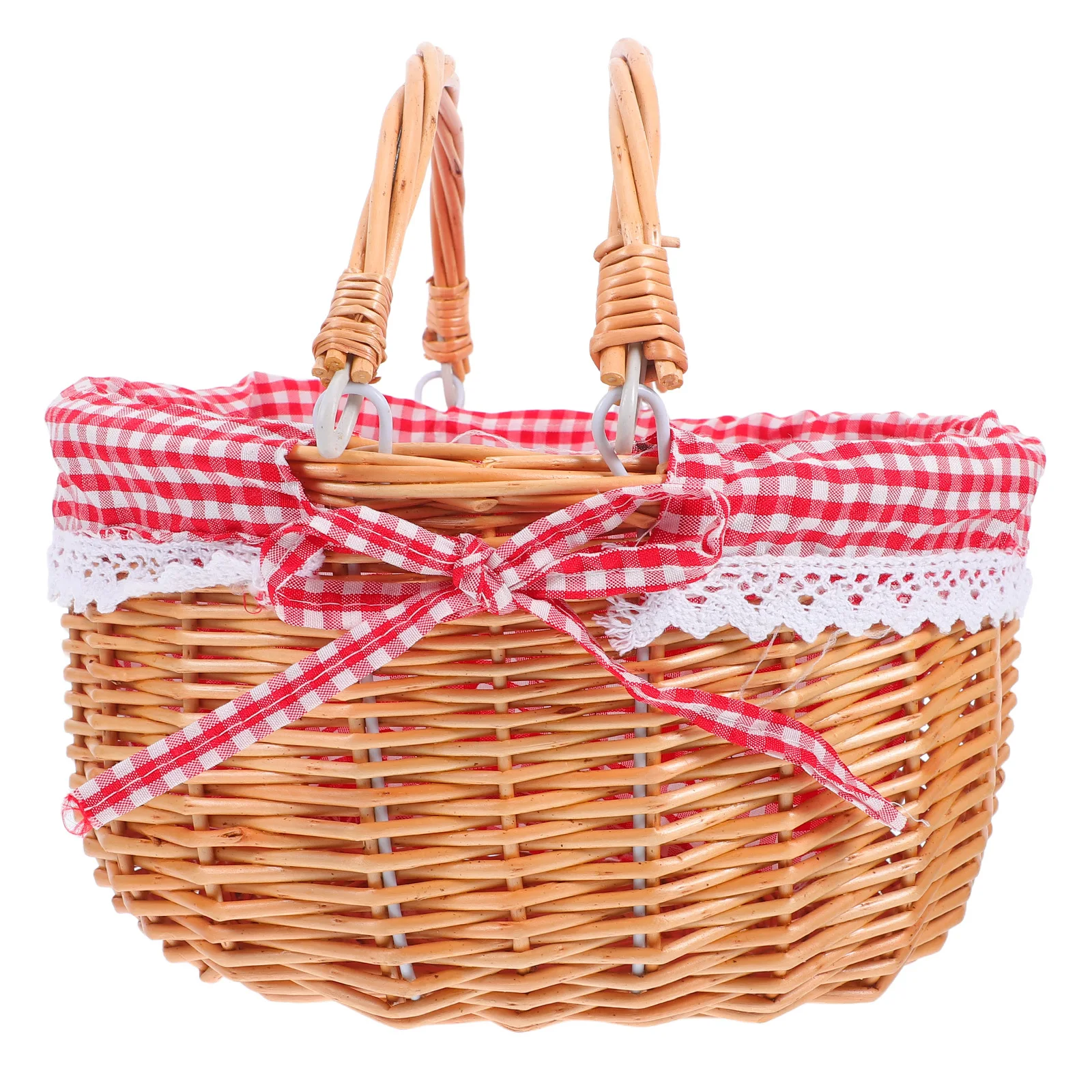 

Woven Picnic Basket with Handle Rustic Style Handwoven Storage Basket for Garden Vegetables Fruit Harvest Picnic Outdoor