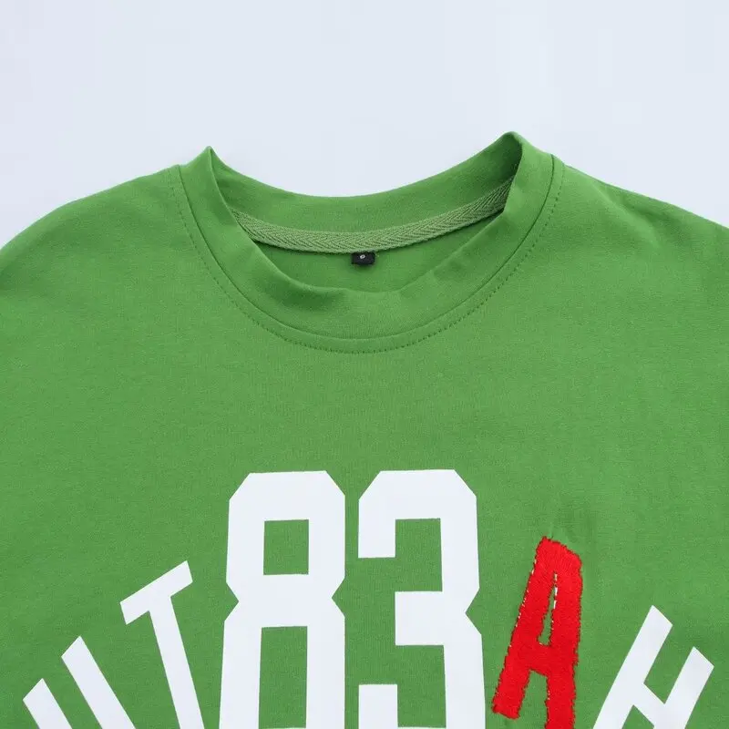 

Spring 2025 Women's Comfortable Cotton Long Sve round Ne T-irt Embroidered Textile Casual Sle New Arrival 026484