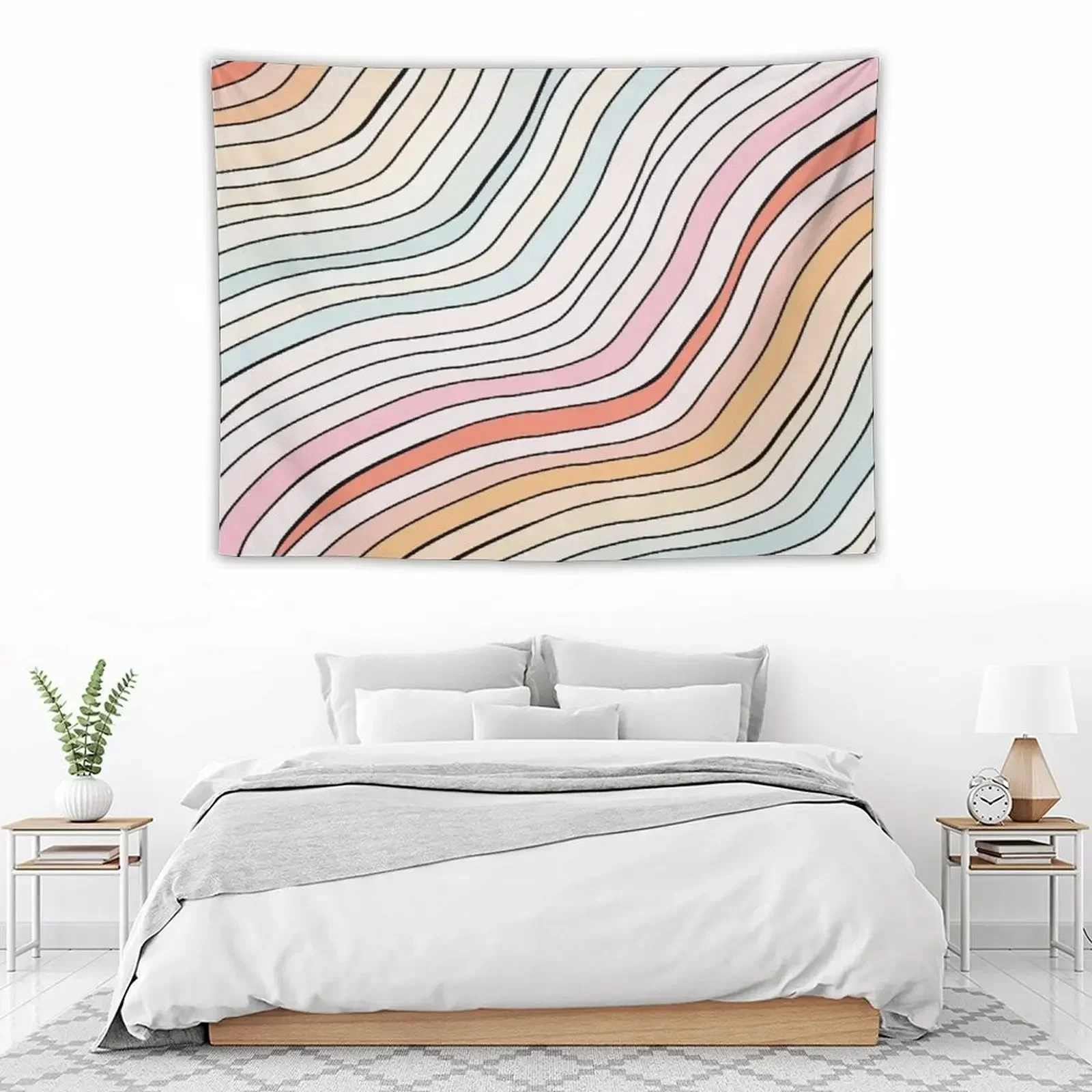

Wavy summer aesthetic Tapestry On The Wall Korean Room Decor Tapestry
