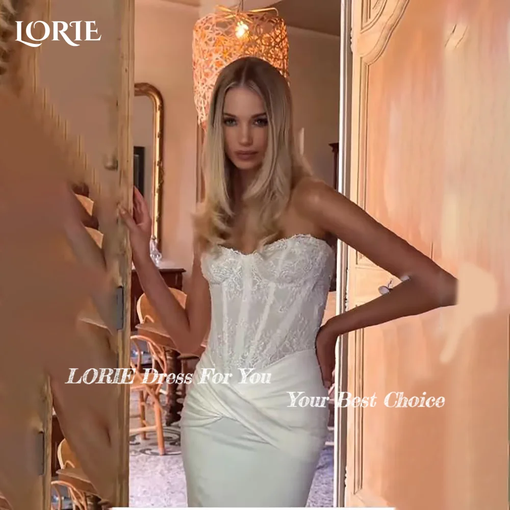 

LORIE Vintage Lace Wedding Dress Mermaid Sweetheart Elegant Sleeveless Appliques Bobycon Bridal Gown CorsetBride Gown Customized