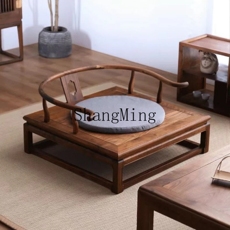 

FG Chinese style zen armchair old elm cross-legged meditation chair casual tea room chair