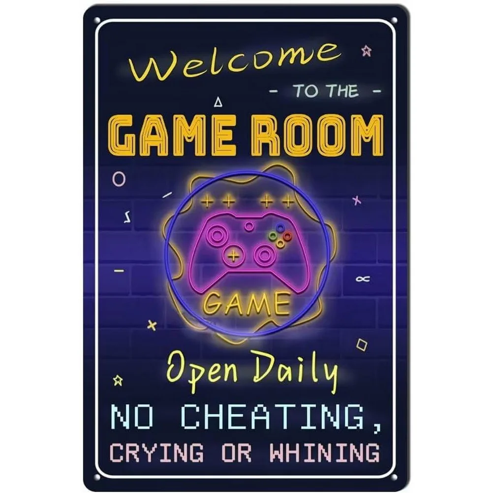 Metal Tin Signs Gaming Zone Wall Decoration Plaque Vintage Art Poster Iron Painting for Man Cave Home Cafe Game Room Club Bar